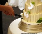 Νύφη και γαμπρός κοπής γαμήλια τούρτα